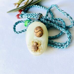 Natural Gemstone Hetian Jade Beetle Necklace,Value For Money Unique Jewelry